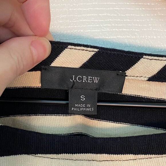 J Crew Mariner Black and Tan Striped 100% Cotton Minimalist Pullover Top Size S - Picture 5 of 6
